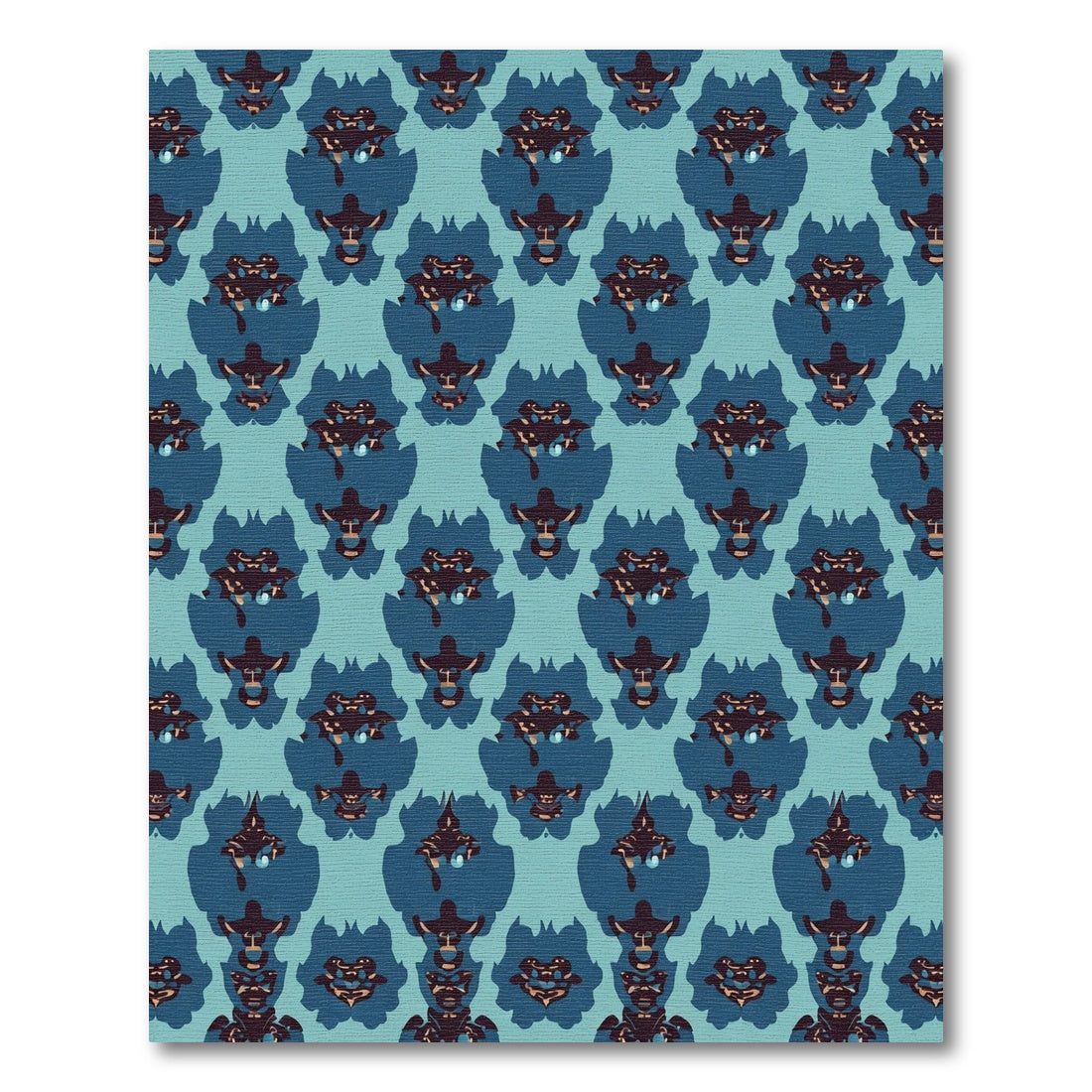 Teal Blue Abstract Mask Repeating Rug