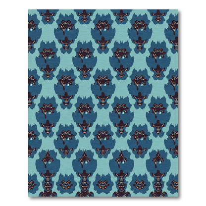 Teal Blue Abstract Mask Repeating Rug