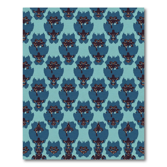 Teal Blue Abstract Mask Repeating Rug