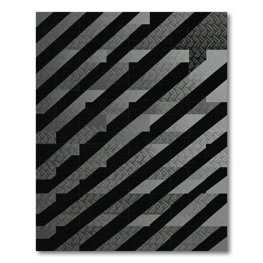 Monochrome Industrial Angled Geometric Striped Rug