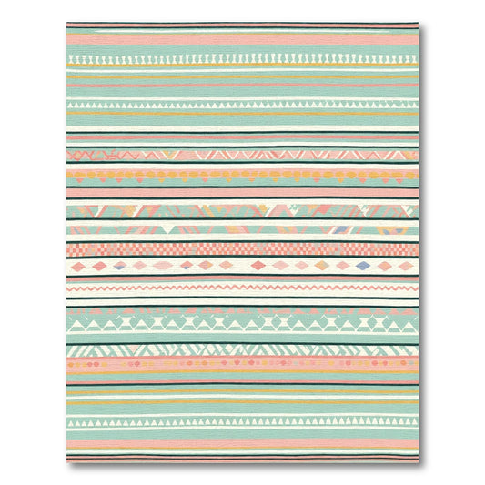 Boho Pastel Tribal Stripe Rug