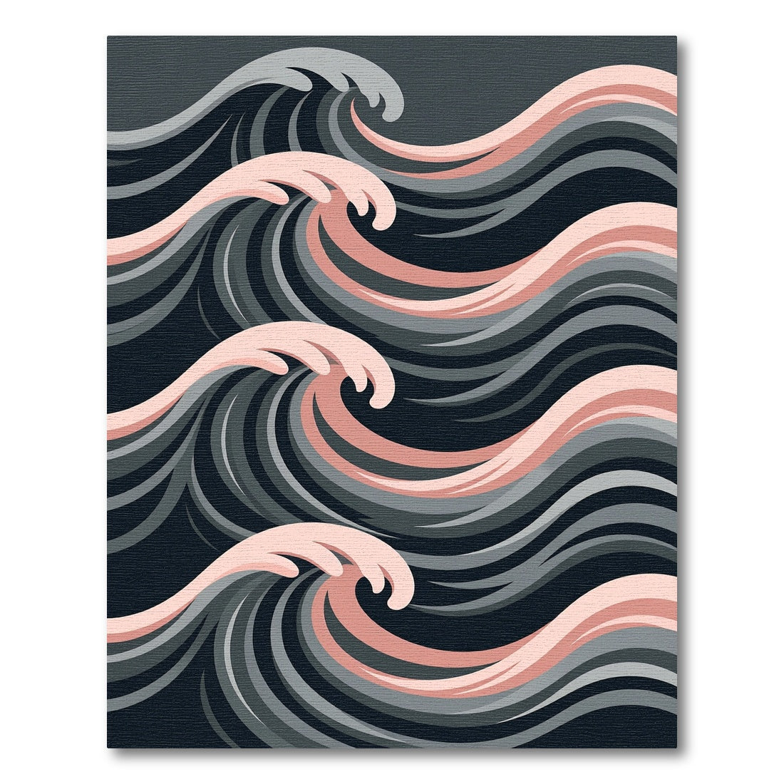 Deep Gray Pink Wave Abstract Rug