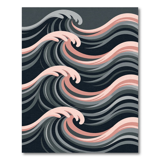 Deep Gray Pink Wave Abstract Rug