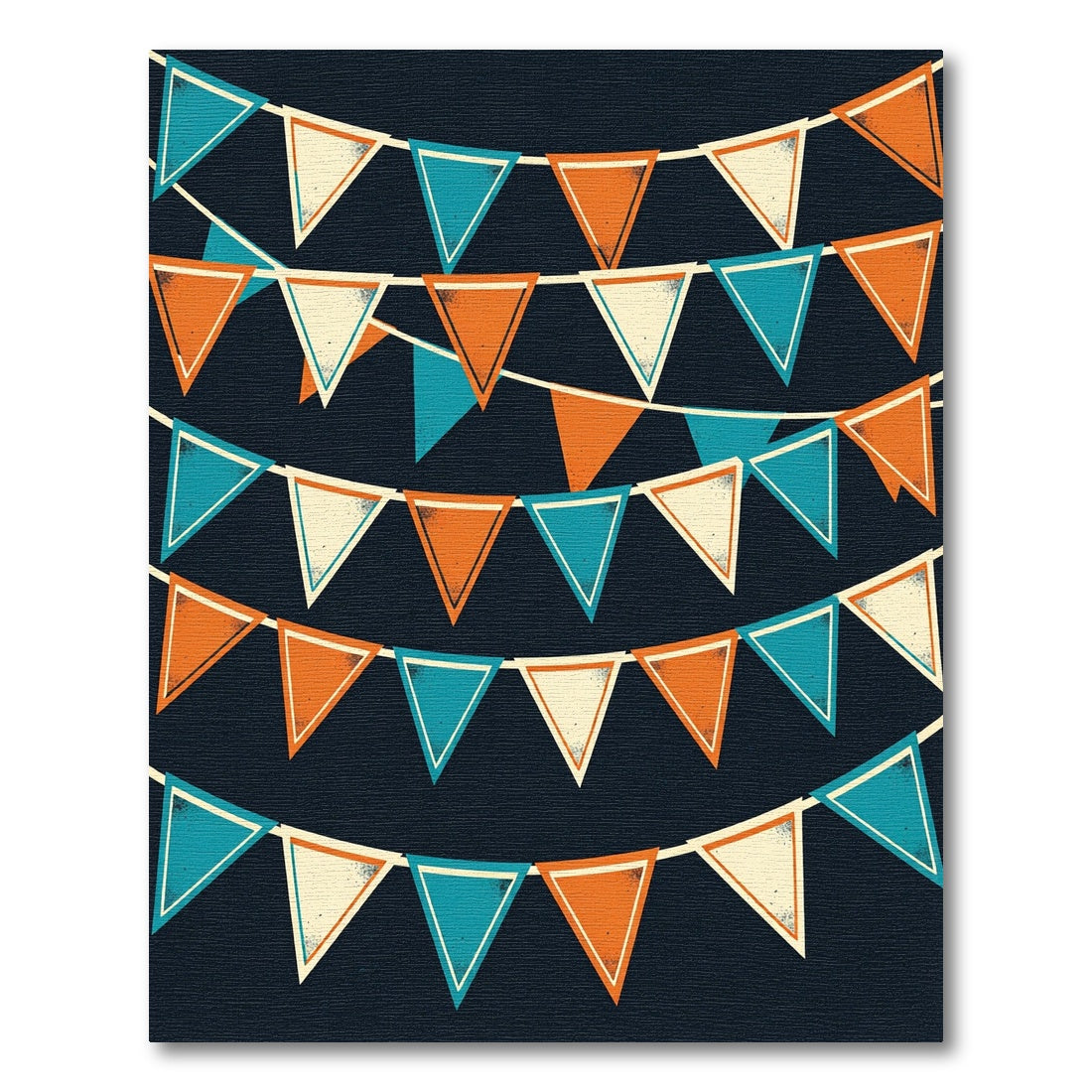 Geometric Teal and Orange Pennant Banner Rug
