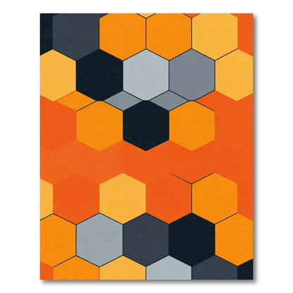 Orange Yellow Gray Hexagon Tessellation Rug
