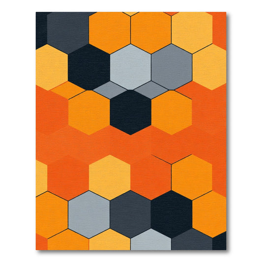 Orange Yellow Gray Hexagon Tessellation Rug
