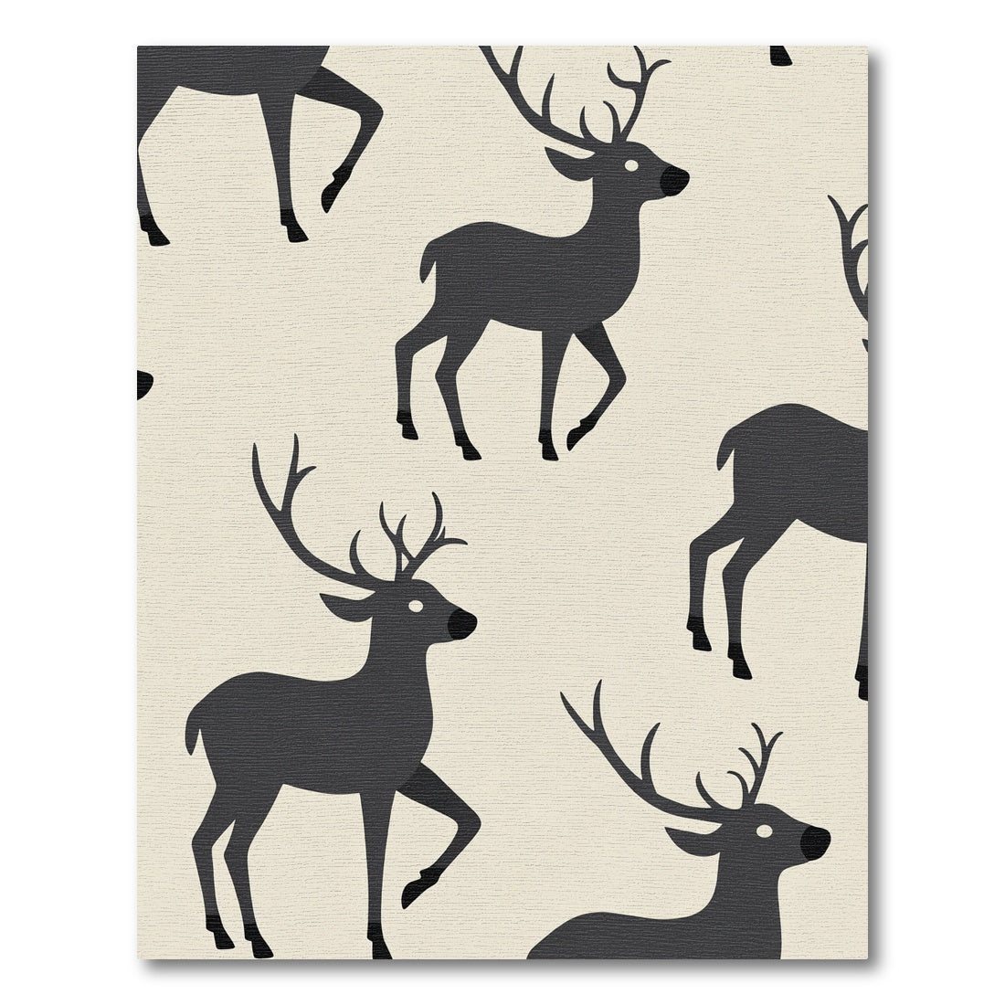 Dark Gray Deer Repeating Scenic Rug