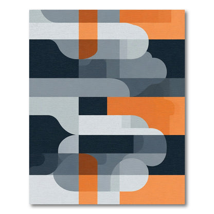 Modern Orange Gray Abstract Geometric Rug