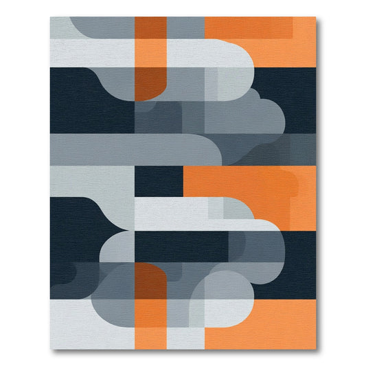 Modern Orange Gray Abstract Geometric Rug