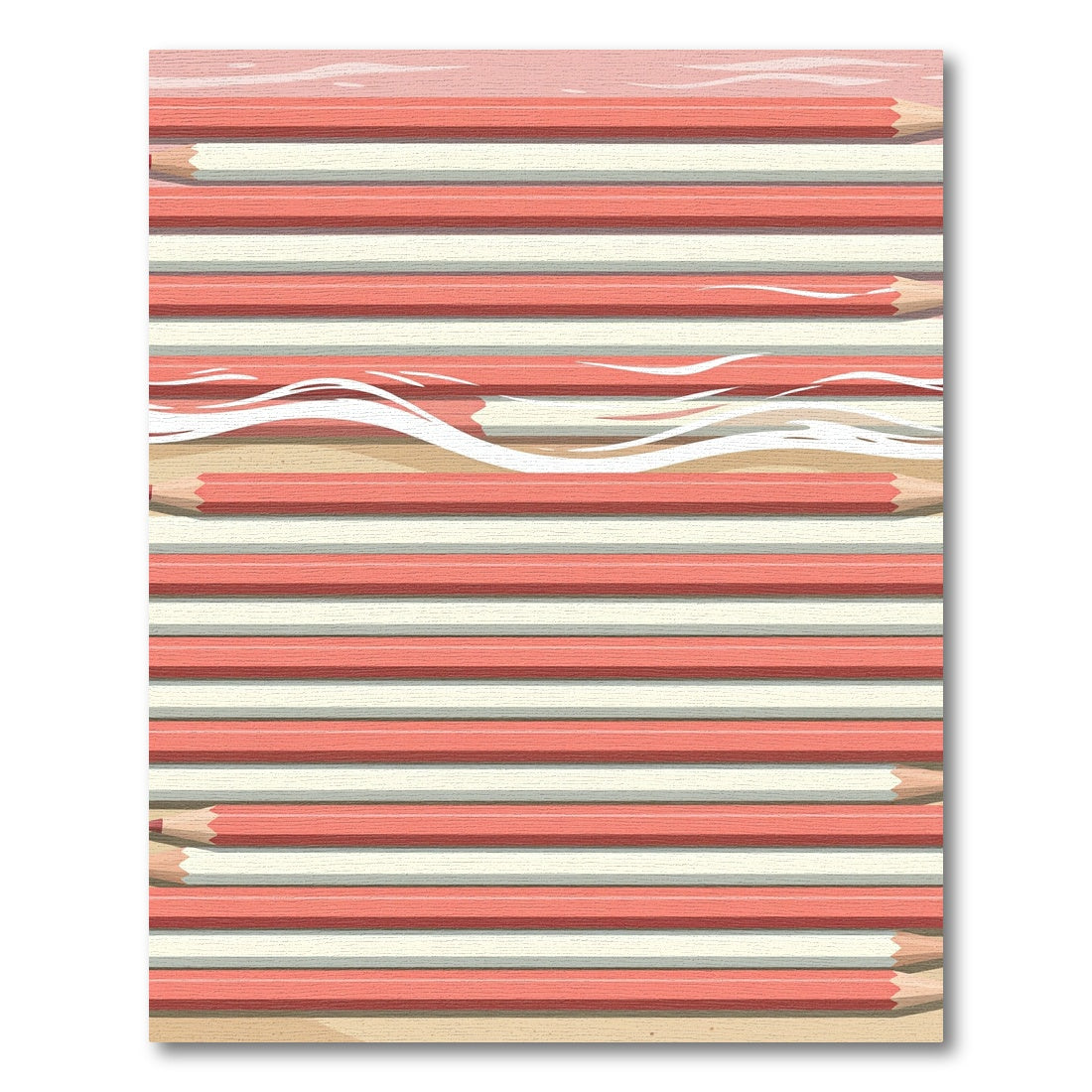 Coral Pink Cream Horizontal Stripes Rug