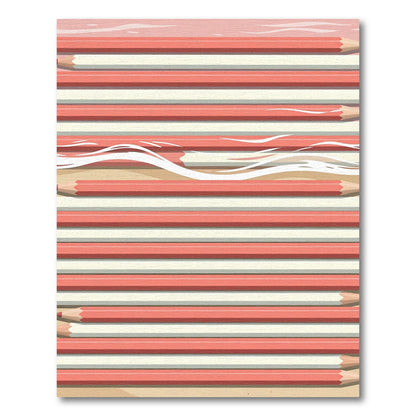 Coral Pink Cream Horizontal Stripes Rug