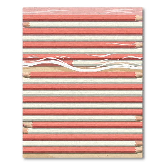 Coral Pink Cream Horizontal Stripes Rug