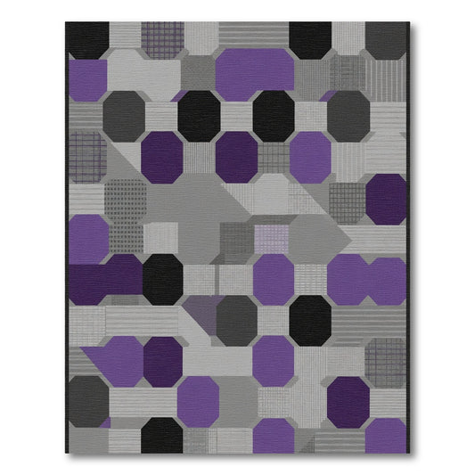 Purple Gray Geometric Octagon Collage Rug