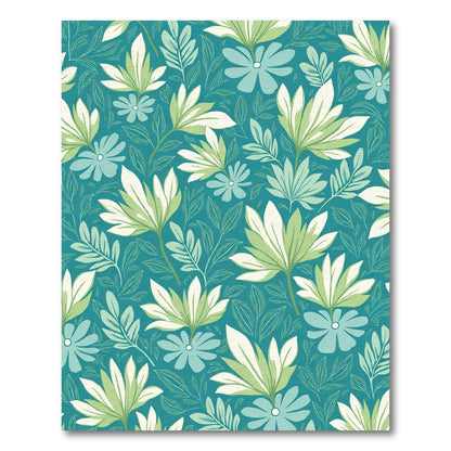 Green Blue Floral Lush Composition Rug