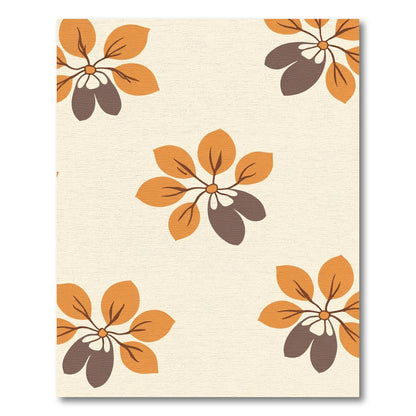 Retro Orange Brown Abstract Floral Rug