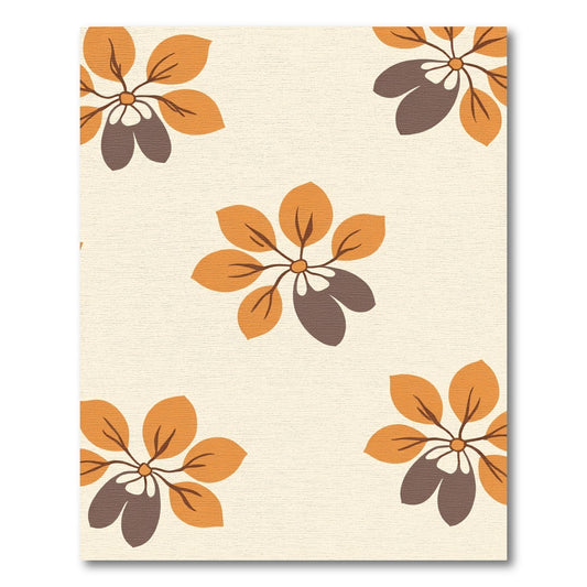 Retro Orange Brown Abstract Floral Rug