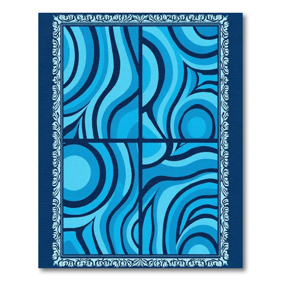 Aqua Waves Abstract Composition Rug