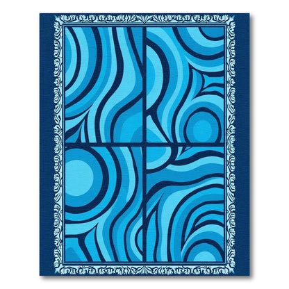 Aqua Waves Abstract Composition Rug
