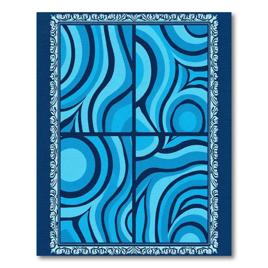 Aqua Waves Abstract Composition Rug