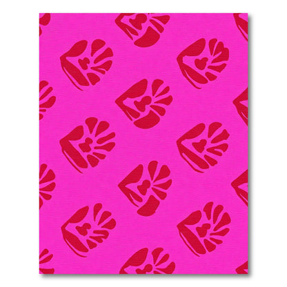 Vibrant Pink Red Floral Imprint Rug