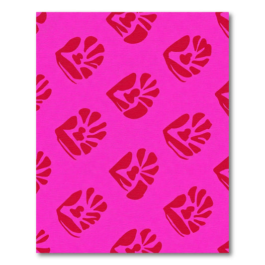 Vibrant Pink Red Floral Imprint Rug