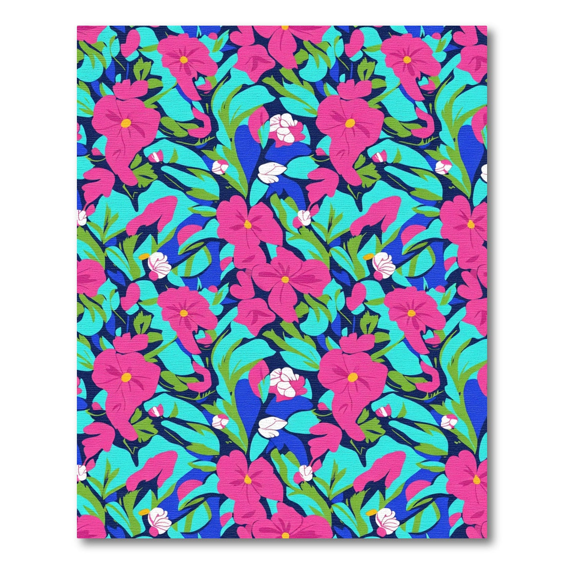 Vibrant Pink Floral Leaf Composition Rug