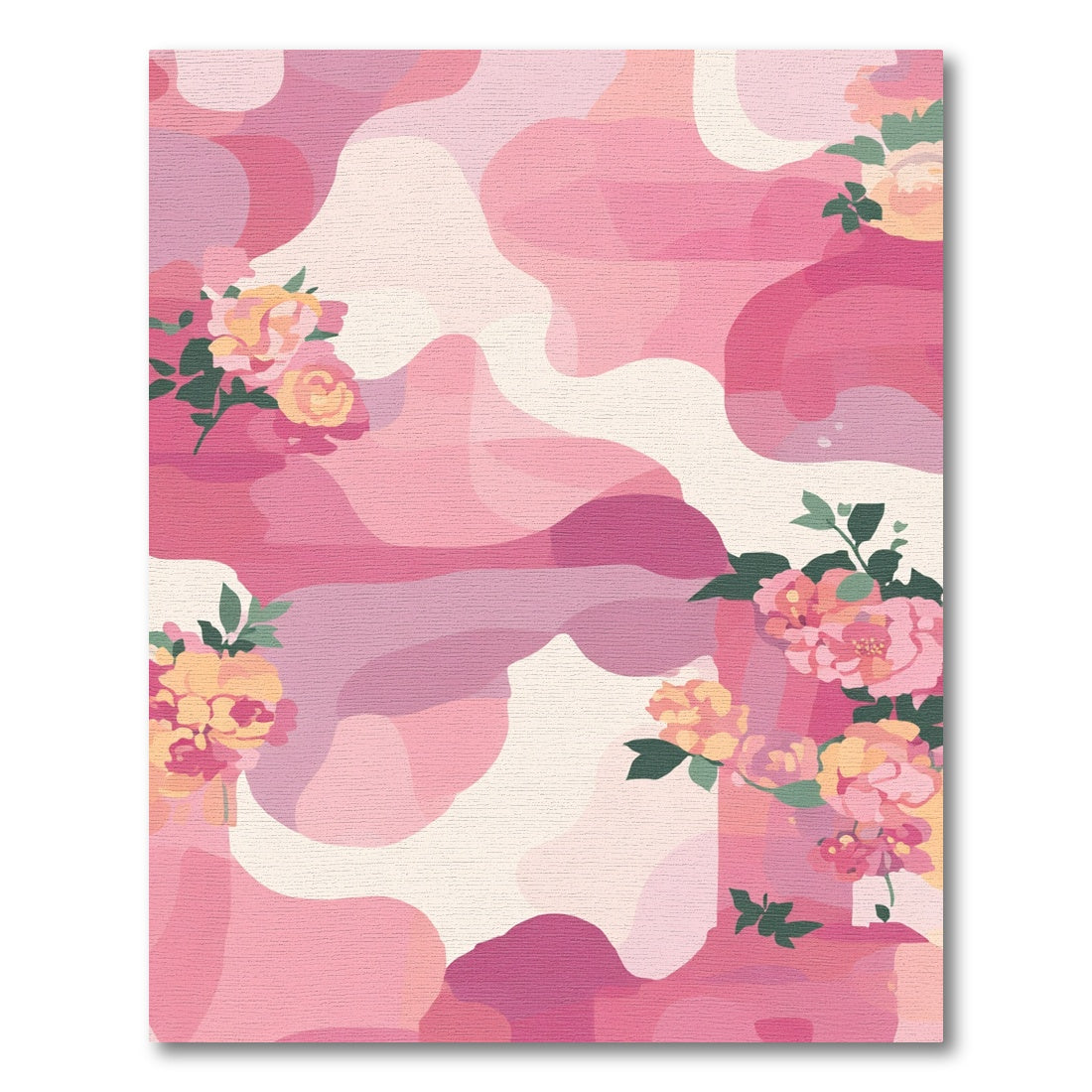 Sweet Pink Peony Floral Waves Rug