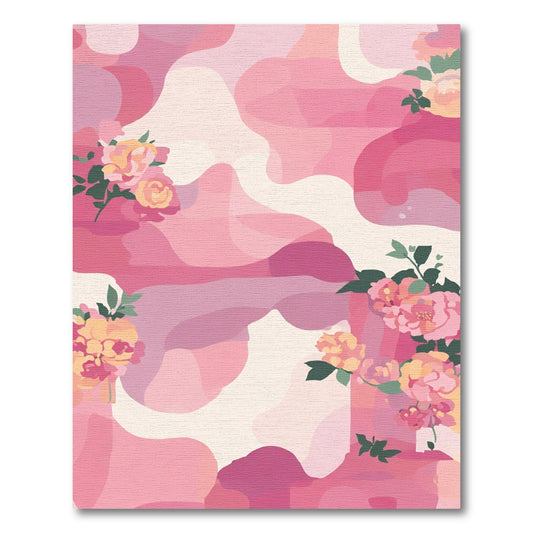 Sweet Pink Peony Floral Waves Rug