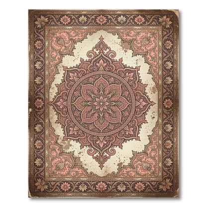 Antique Rose Ornate Floral Medallion Rug