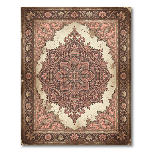 Antique Rose Ornate Floral Medallion Rug