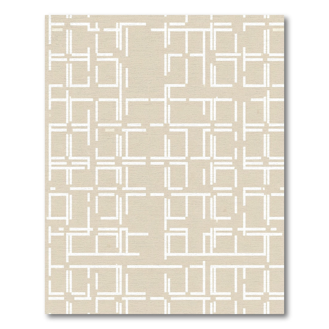 Modern Tan Abstract Grid Rug