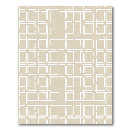 Modern Tan Abstract Grid Rug
