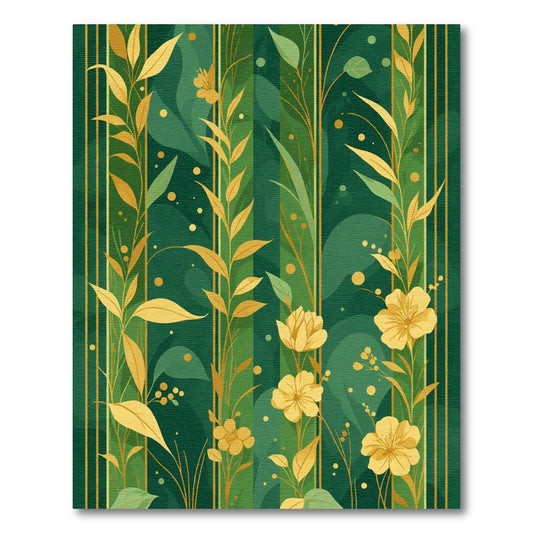Emerald Golden Botanical Vertical Stripe Rug