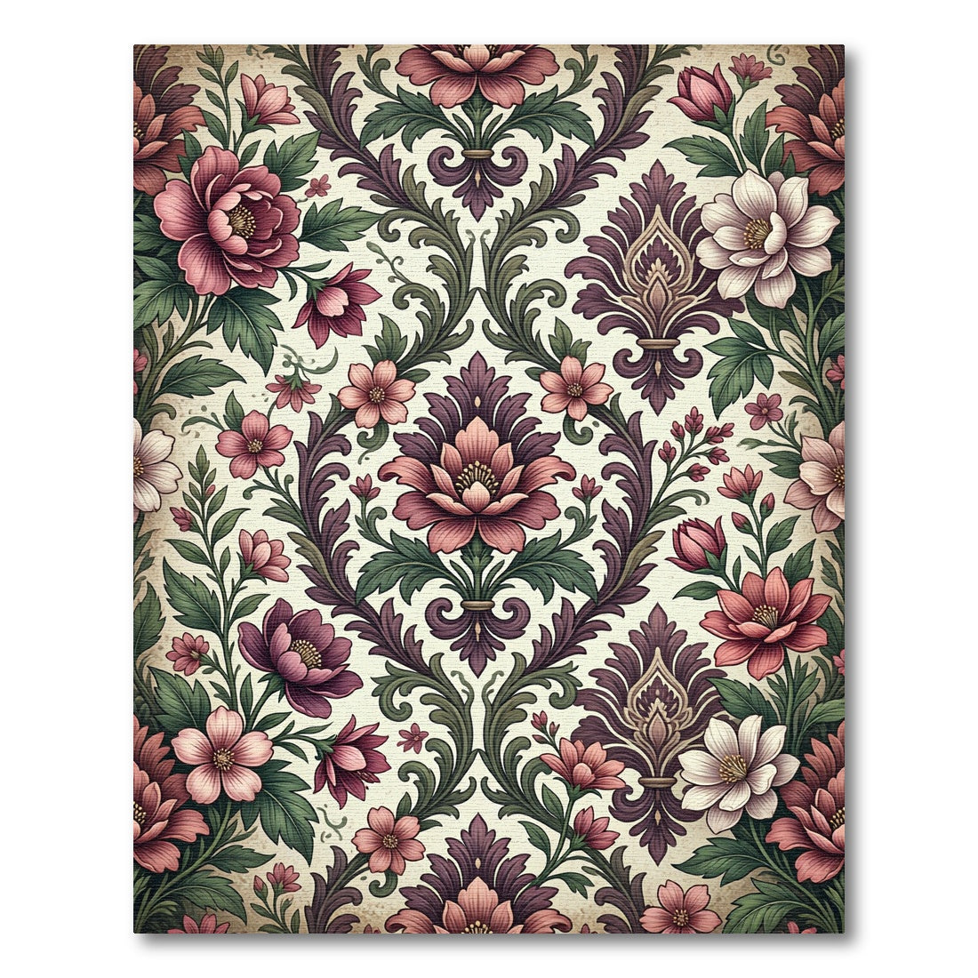 Vintage Floral Damask Dusty Rose Rug