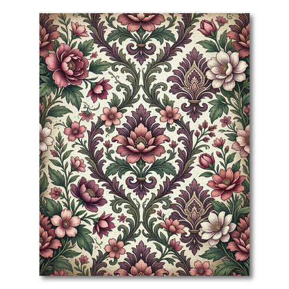 Vintage Floral Damask Dusty Rose Rug