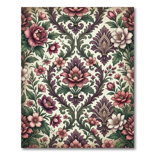 Vintage Floral Damask Dusty Rose Rug