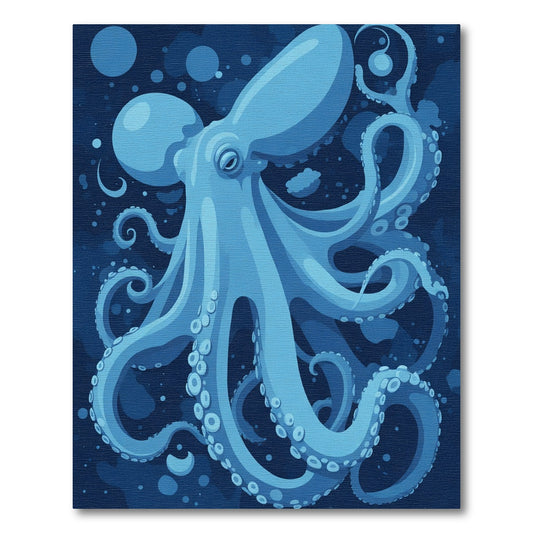 Deep Blue Deep Sea Octopus Rug