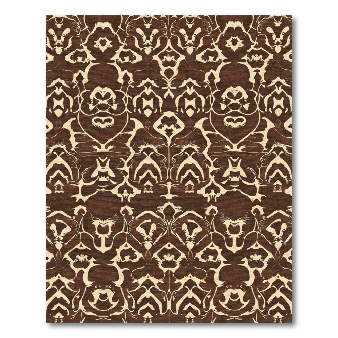 Brown Cream Organic Damask Rug