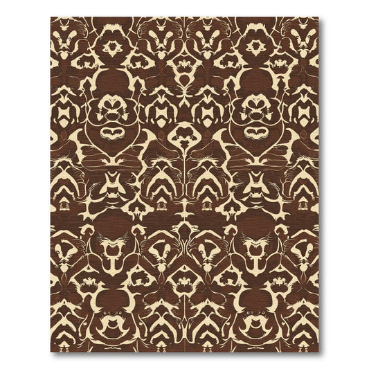 Brown Cream Organic Damask Rug