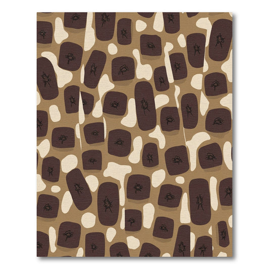 Brown Abstract Organic Shapes Botanical Rug