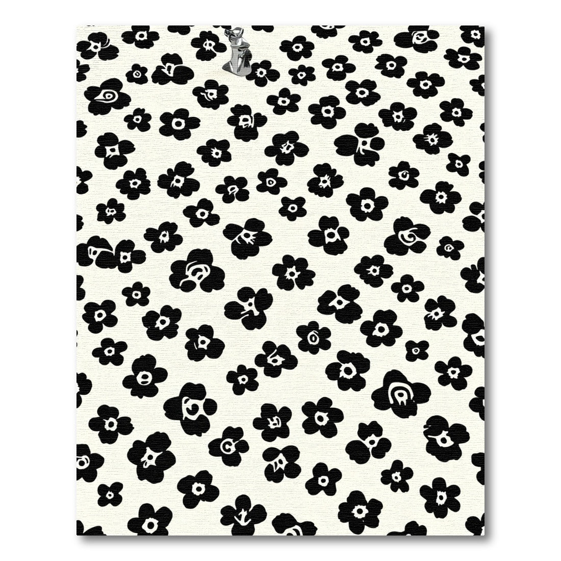 Bold Black Floral Imprint Background Rug