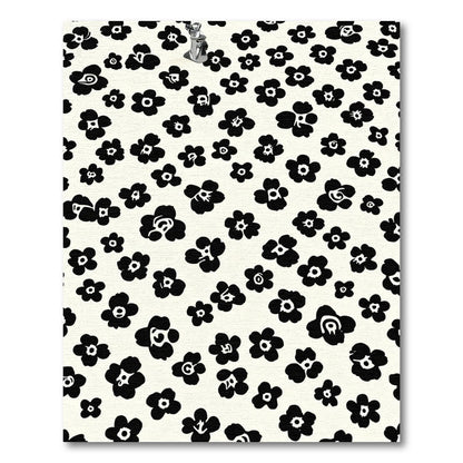 Bold Black Floral Imprint Background Rug