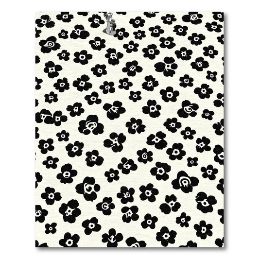 Bold Black Floral Imprint Background Rug