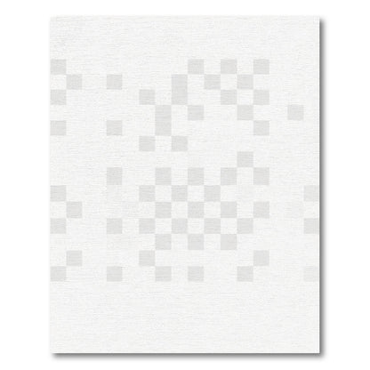 Soft Gray Pixelated Grid Rug