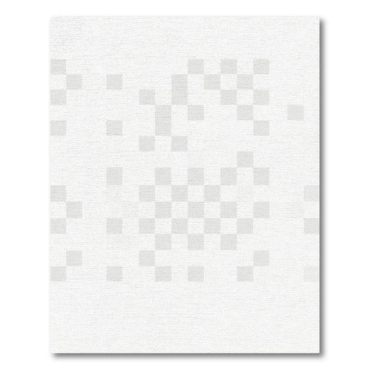 Soft Gray Pixelated Grid Rug