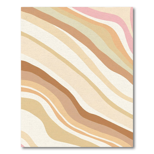 Retro Swirls Cream Tan Pink Rug