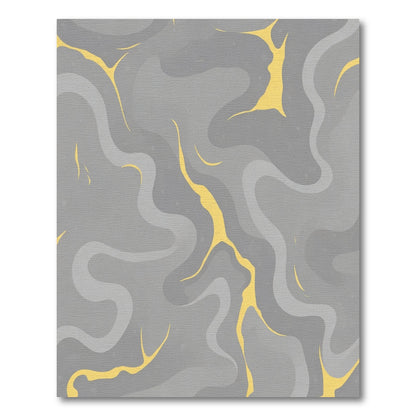 Modern Gray Yellow Swirl Abstract Rug