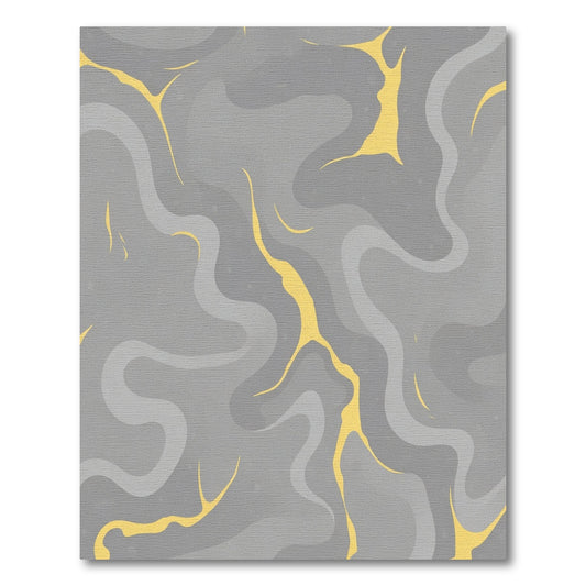 Modern Gray Yellow Swirl Abstract Rug