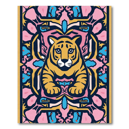 Bold Tiger Floral Mandala Composition Rug