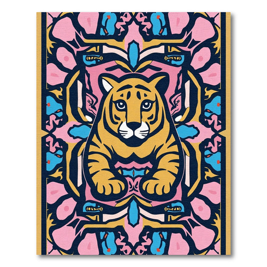 Bold Tiger Floral Mandala Composition Rug
